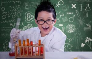 a child engaging in a science experiment